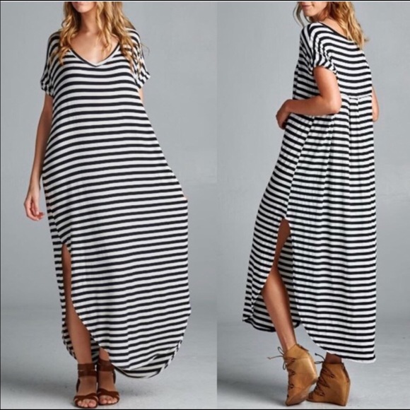 BAILEY Boho Striped Dress- BLACK - Picture 4 of 5